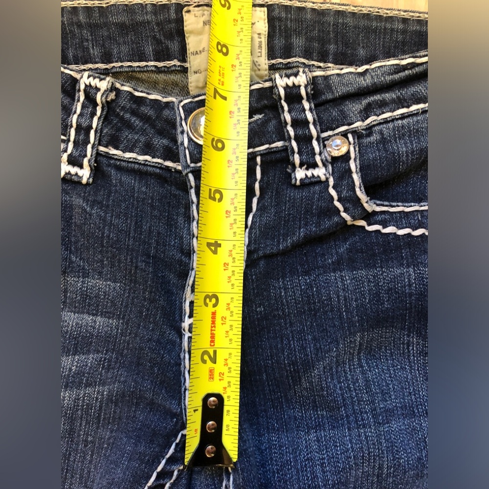 Vintage Y2K LA Idol Jeans 3 Low Rise Bootcut Rhinestone McBling Dark Wash 27 28" - Picture 8 of 16